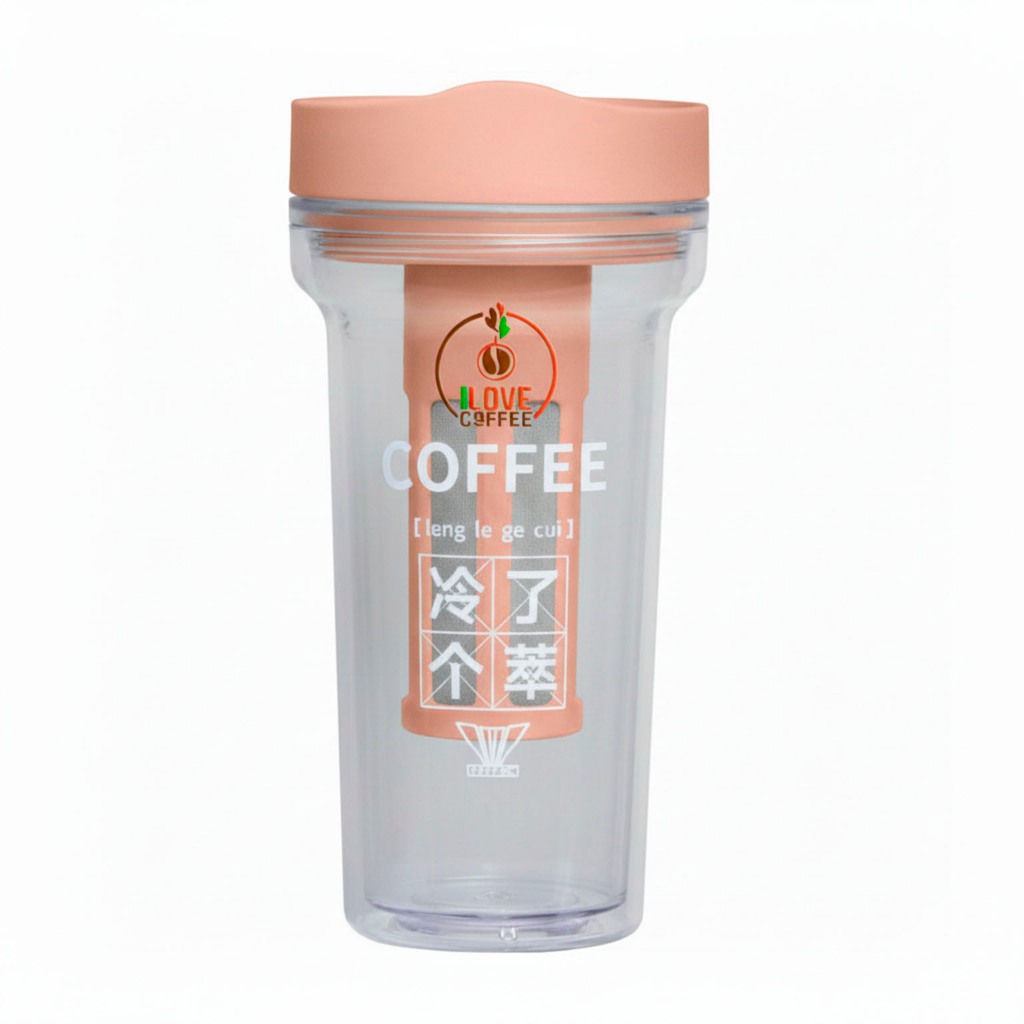 Copo Térmico de Café Tumbler Cold Brew 420ml Rosa - ILC