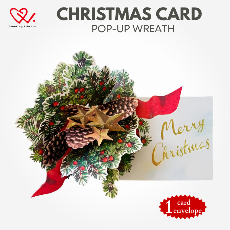 Greeting Life Christmas Card Flower Pop-Up Wreath LY-28
