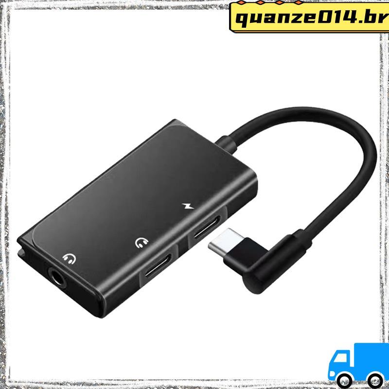 Adaptador De Fone De Ouvido Tipo C Para Telefone PD60W Carga 3.5 Mm Áudio Aux USB Divisor