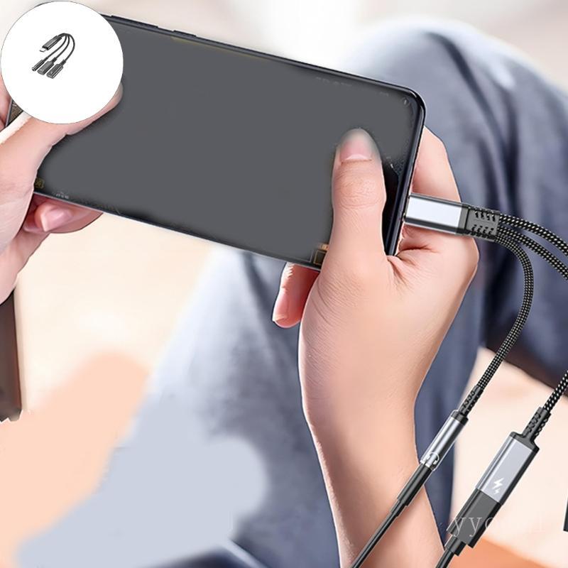 yyooml Durabilidade Metal Trançado USB C Para 3 5mm Suporte Carregamento OTG PD60W