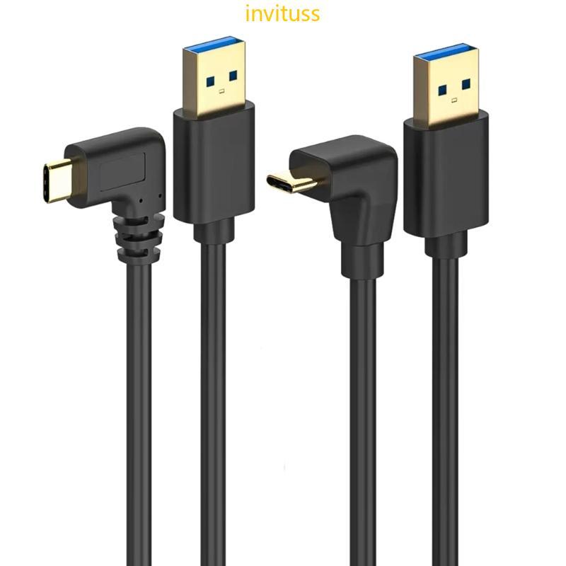 Inv USB 3 0 A Para C Ângulo Reto Fio PD60W Carga Rápida 5 Gbps Sincronização Smartphones E Tablets