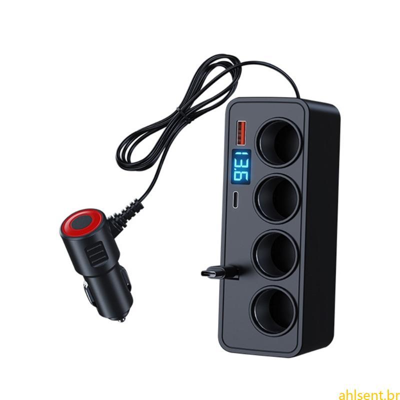 Todos Os Carregadores Carro PD60W 4 Isqueiros Tomada Type C USB Adaptador Carregamento Velocidade