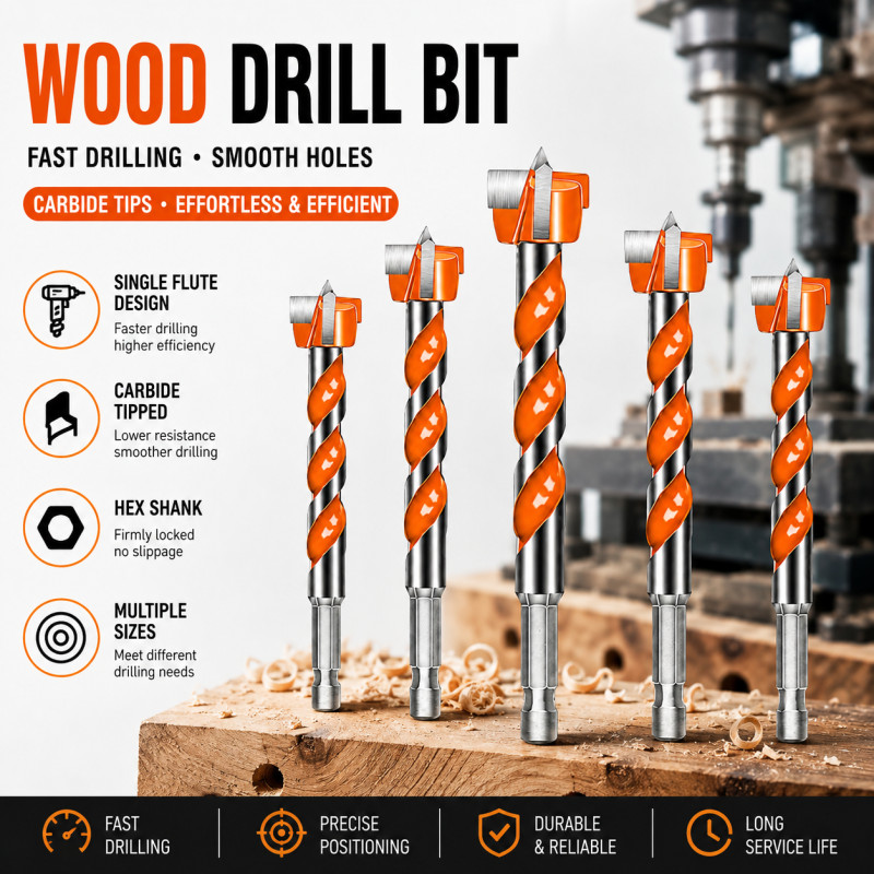 Industrial Grade Wood Hole Saw Hinge Lock Drill Bit Kit for Wooden Door Plastic Boards Hex Shank