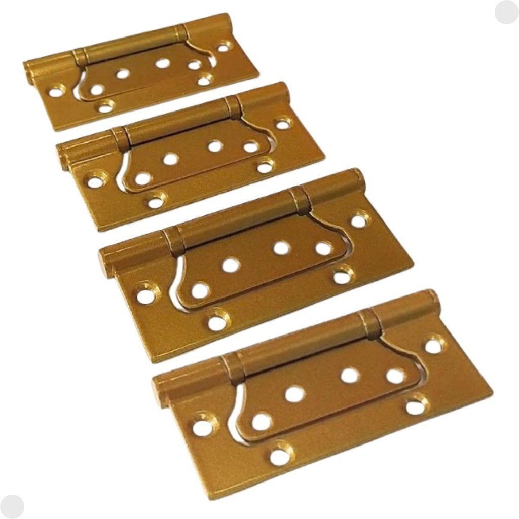 Kit Com 4 Dobradiças Douradas e Parafusos Shinning Golden SS4330 - Flush Hinge