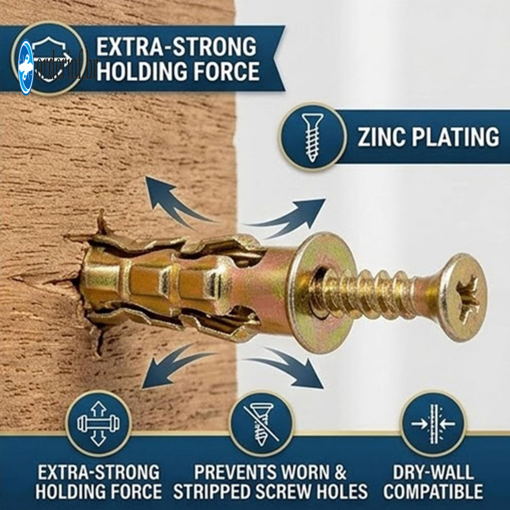 Drywall Screw Repair Kit Cabinet Hinge Screws 10/30/50/100pcs Expansion Set for Wood Tile – Anti-sag Durable Wall for