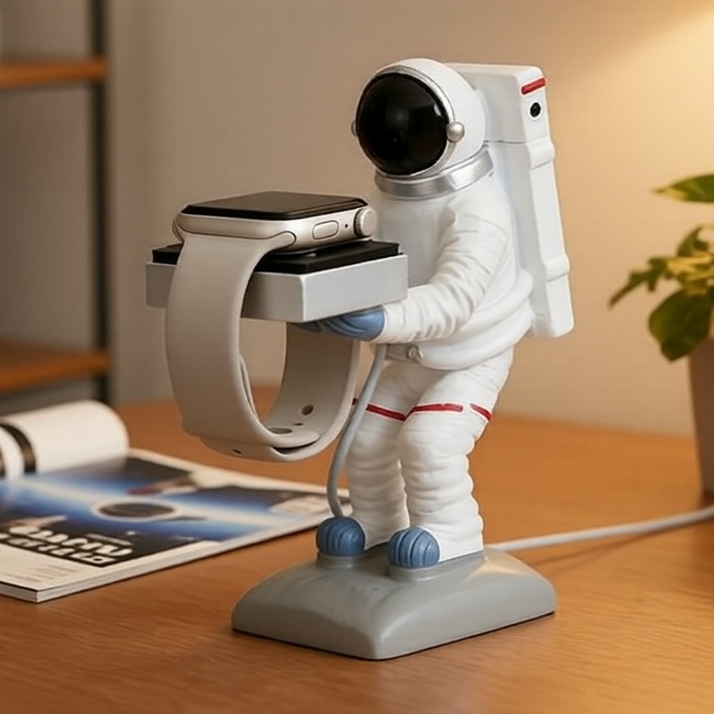 Relógio de Carregamento Spaceman criativo, Suporte Universal para Preguiçosos e Enfeite de Mesa, Presente de Mesa