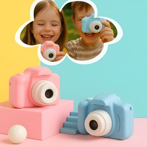 Câmera Infantil Digital Colorida com Tela LCD USB e Cartão Brinquedo Presente