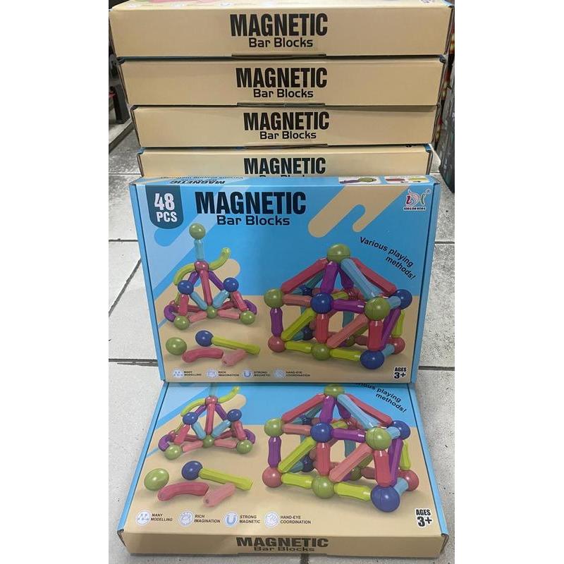 Blocos Magnéticos de Montar Brinquedo Infantil Brinquedo Bastões 48 Peças