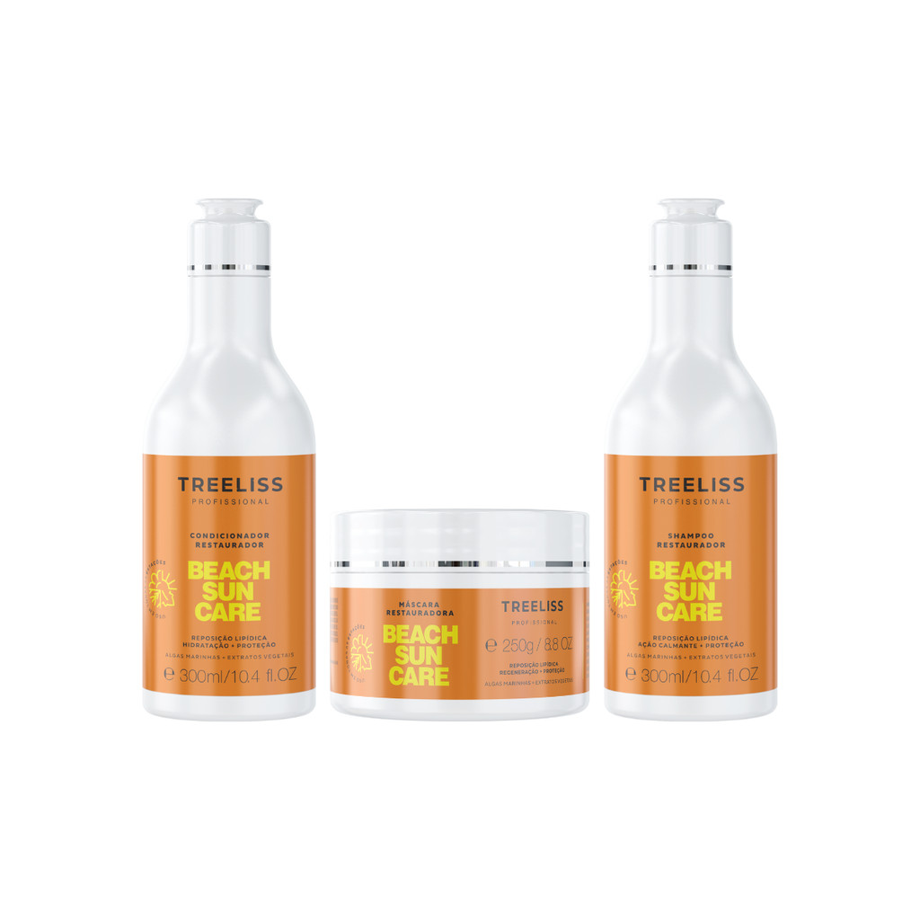 Kit Beach Sun Proteção Completa para Cabelos, Verão TreeLiss