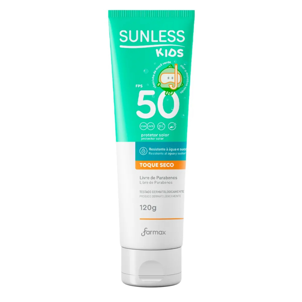 Protetor Solar Infantil | FPS 50 | Toque Seco | Sunless | 120g | Proteção UVA/UVB | Hidratação Suave!