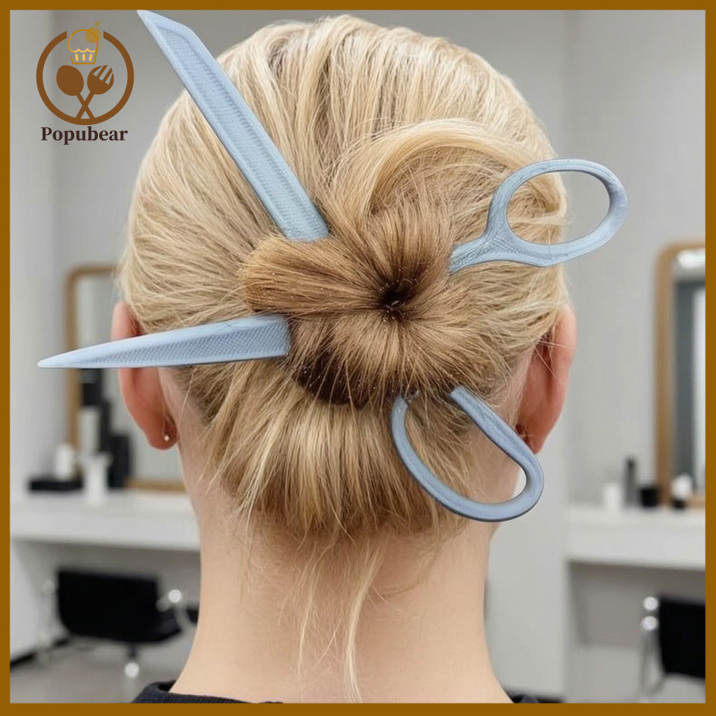 Plastic Hairpin Scissors 2pcs 3d Scissor Hair Clips for Women Girls Mini Sticks for Medium Thick Lazy Bun Half-tied Hair
