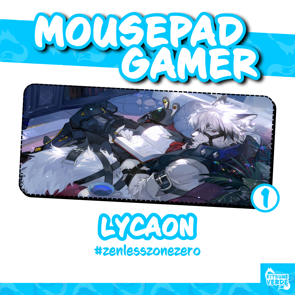 Mouse Pad Gamer - Lycaon - Zenless Zone Zero - 90x40 - 80x40 - 70x30 - 60x40 - 40x45 cm