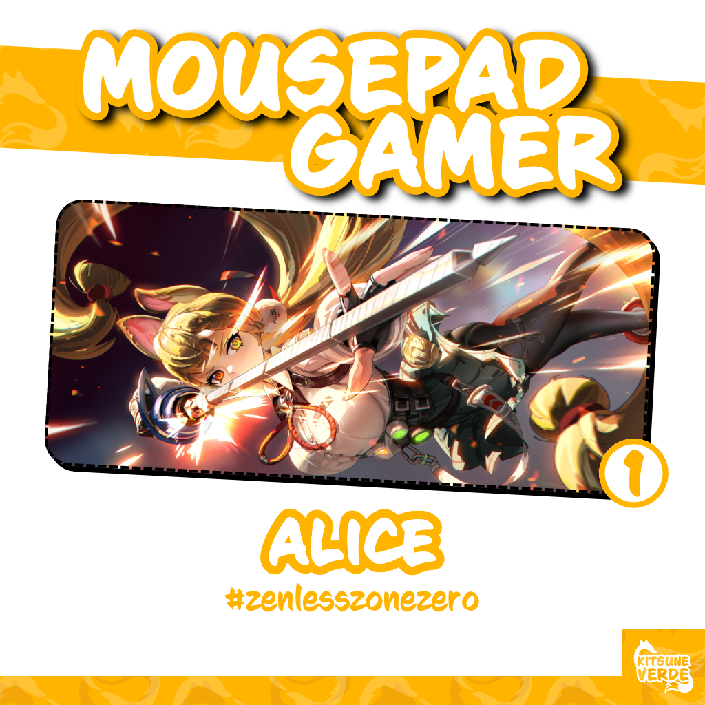 Mouse Pad Gamer - Alice - Zenless Zone Zero - 90x40 - 80x40 - 70x30 - 60x40 - 40x45 cm