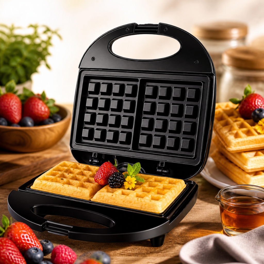 Mini Máquina de Waffles Agratto 750W Waffle Maker Antiaderente Portátil Compacta Prática 127V e 220V