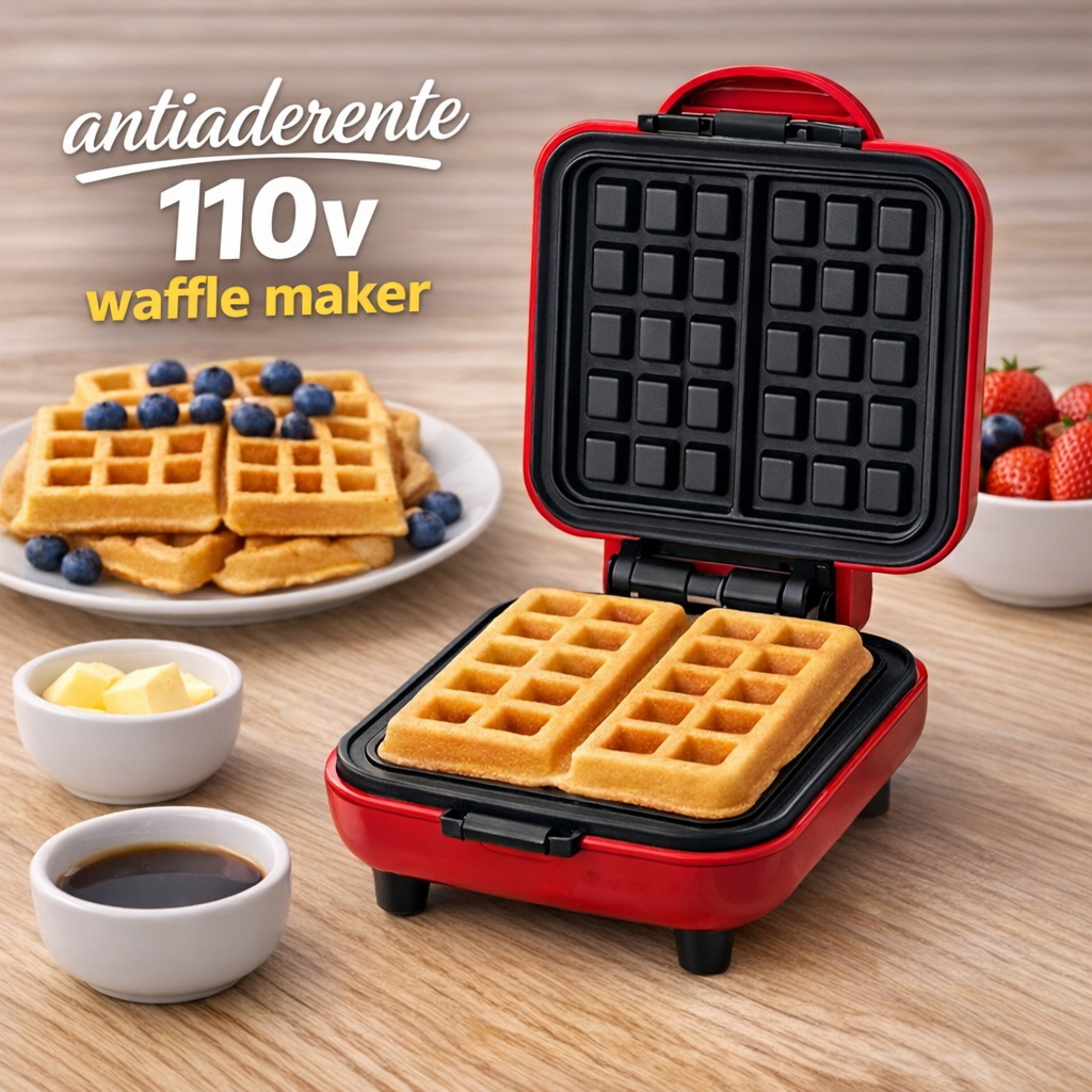 Mini Máquina de Fazer Waffles Elétrica 110v Antiaderente Panqueca Waffle Portátil Wafol Wafel Waffer