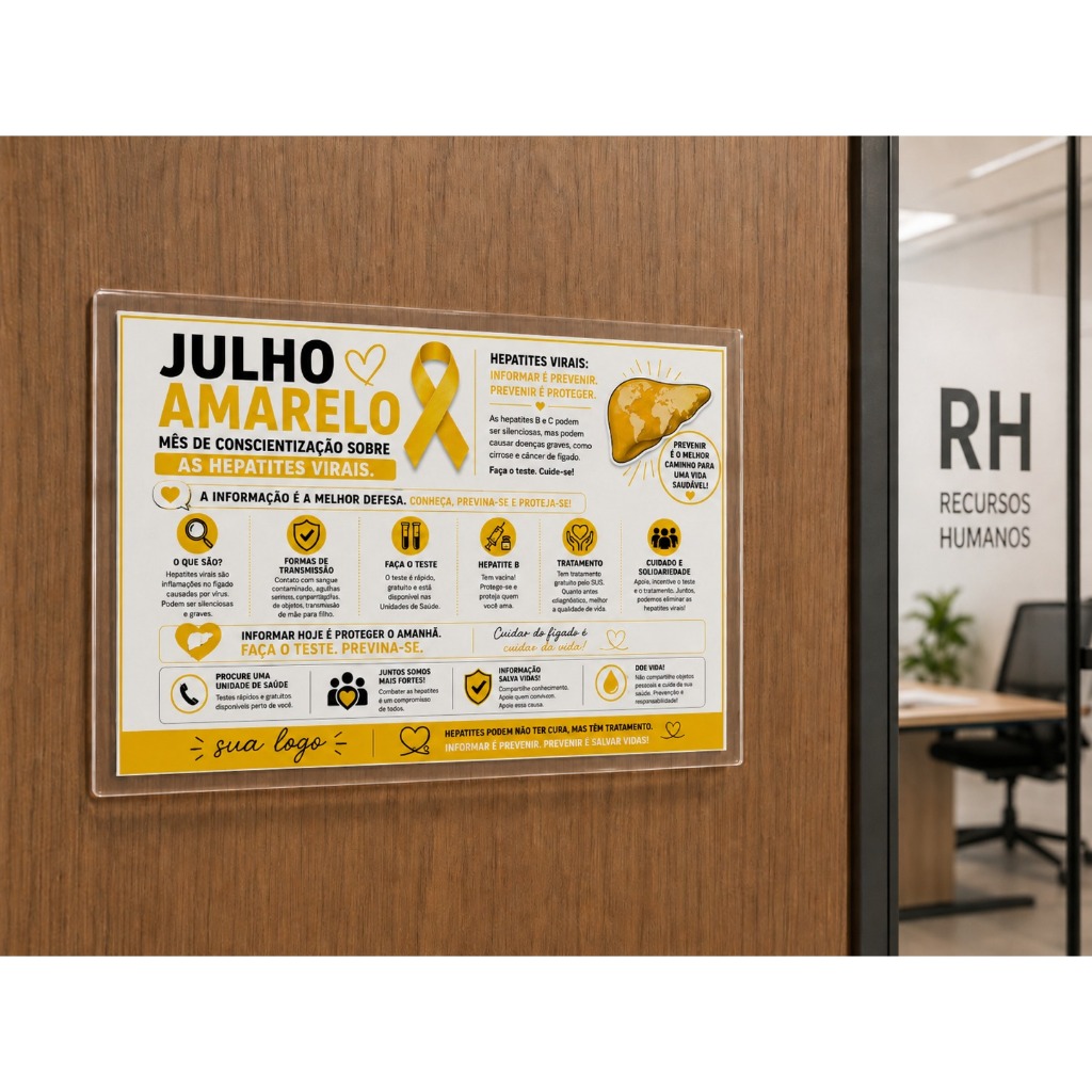 🌈 Kit 12 Placas Informativas de Conscientização Mensal em Acrílico 30x20cm | Campanhas de Saúde, Segurança do Trabalho