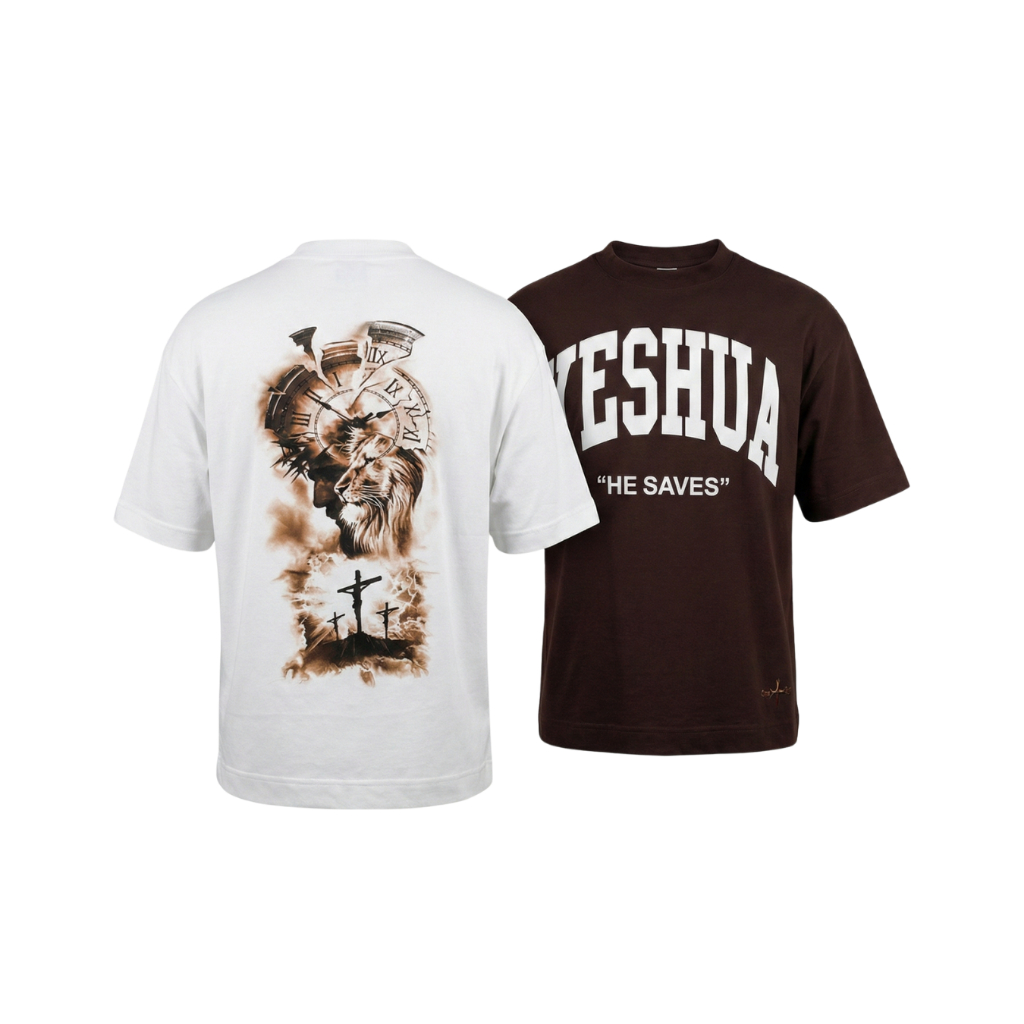 Kit 2 Camisetas Oversized Suedine 240g Moda Cristã O Tempo + He Saves