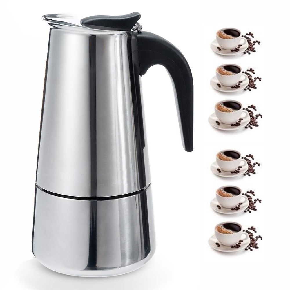 Cafeteira Italiana Inox Espresso Maker 4/6/9 Xícaras Fogão Gás ou Indução