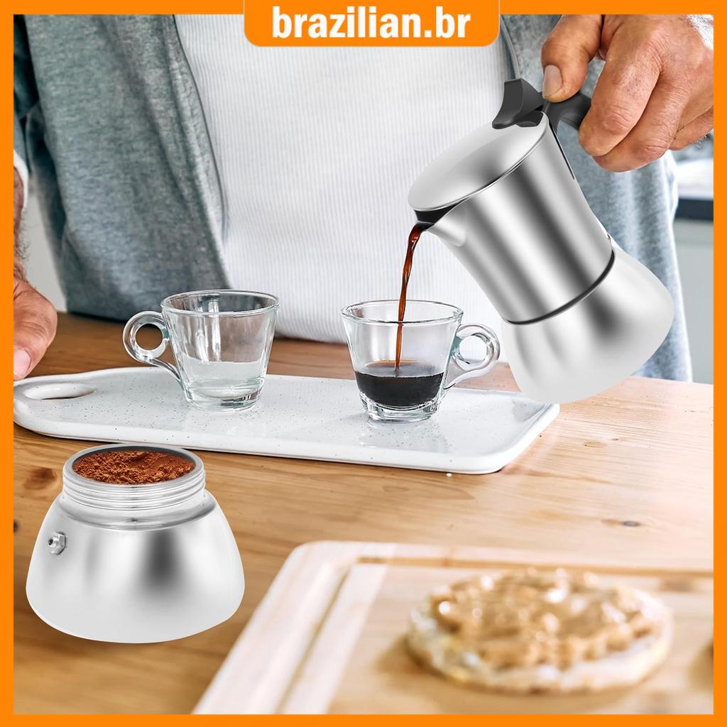 200ml 4 Xícara De Indução De Aço Inoxidável Moka Pote Fogão Espresso Maker Para Elétrico A Gás SHOPCYC4637