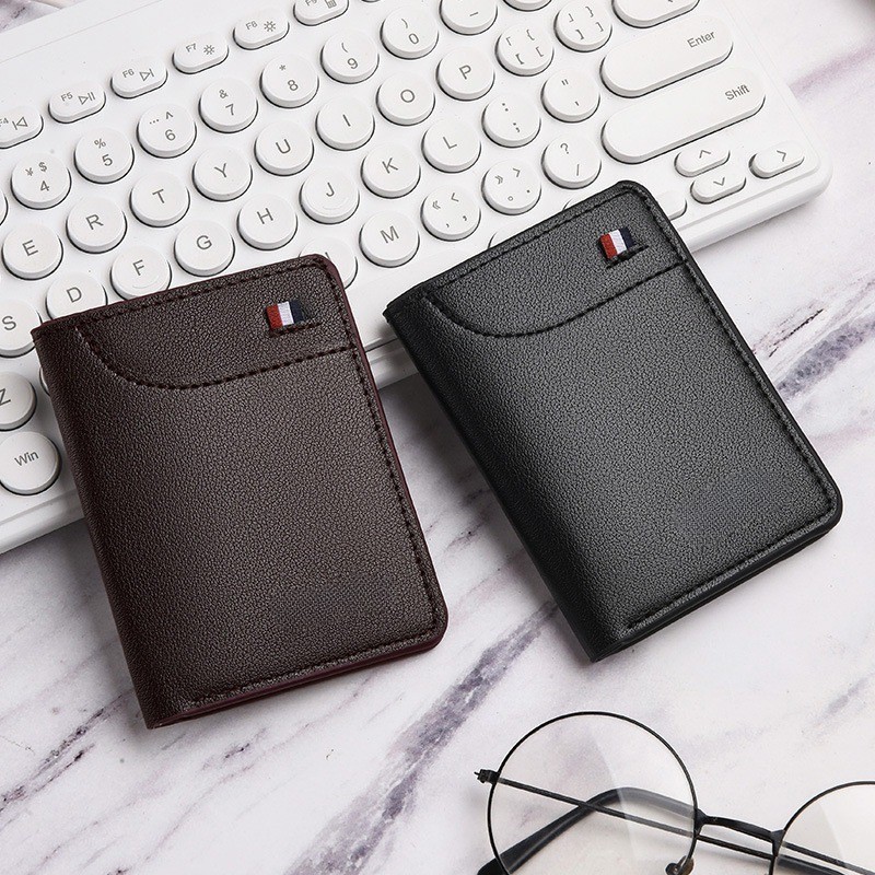 ​ Nova Carteira Ultrafina Masculina Porta Cartão Mini-Estilo Curto Vertical Slim Coreano Juvenil