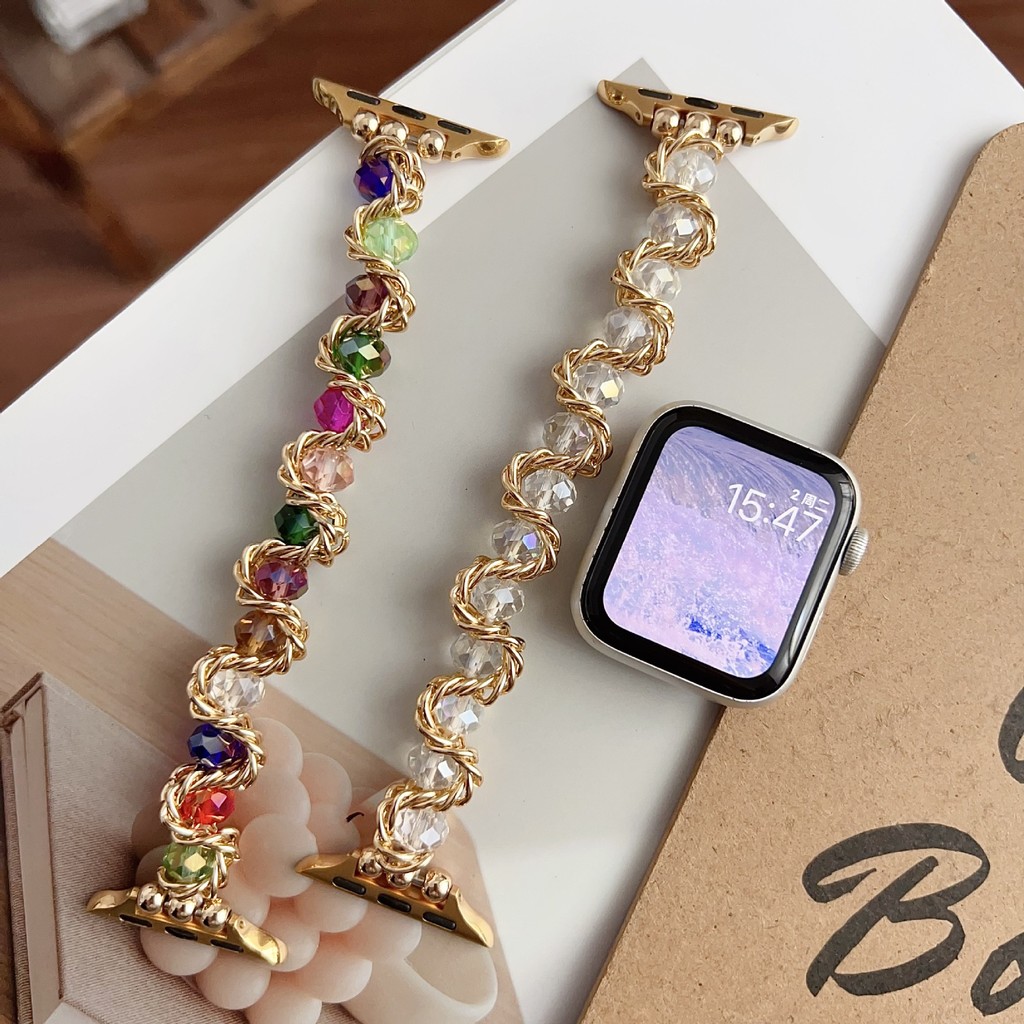 Pulseira elástica de cristal adequada para smartwatch S11 10 9 8 ULTRA 7 6 5 4 SE 3 2 1 Xiaomi 8/9/10 Redmi watch4/5 Fit
