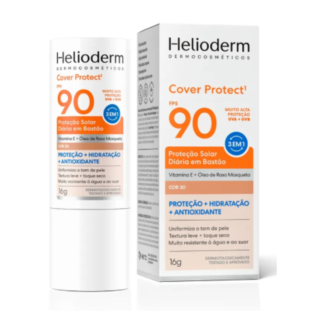Protetor Solar Helioderm Protect FPS 90 Bastão Cor 3.0 16g