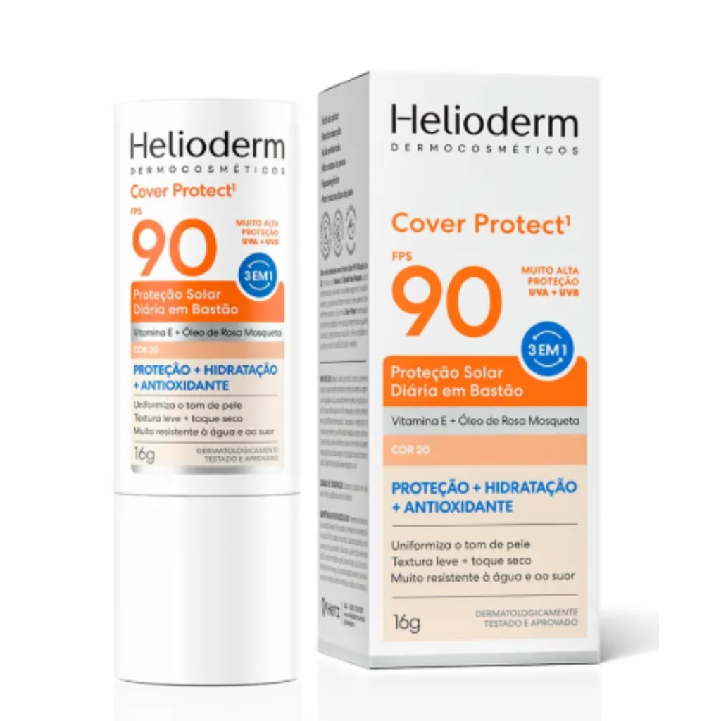 Protetor Solar Helioderm Protect FPS 90 Bastão Cor 2.0 16g