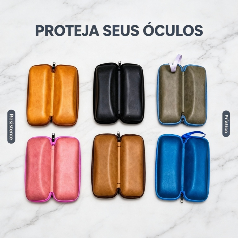 Estojo, Caixa Ou Case Para Óculos Em EVA com zíper - Couro ecolóico nova