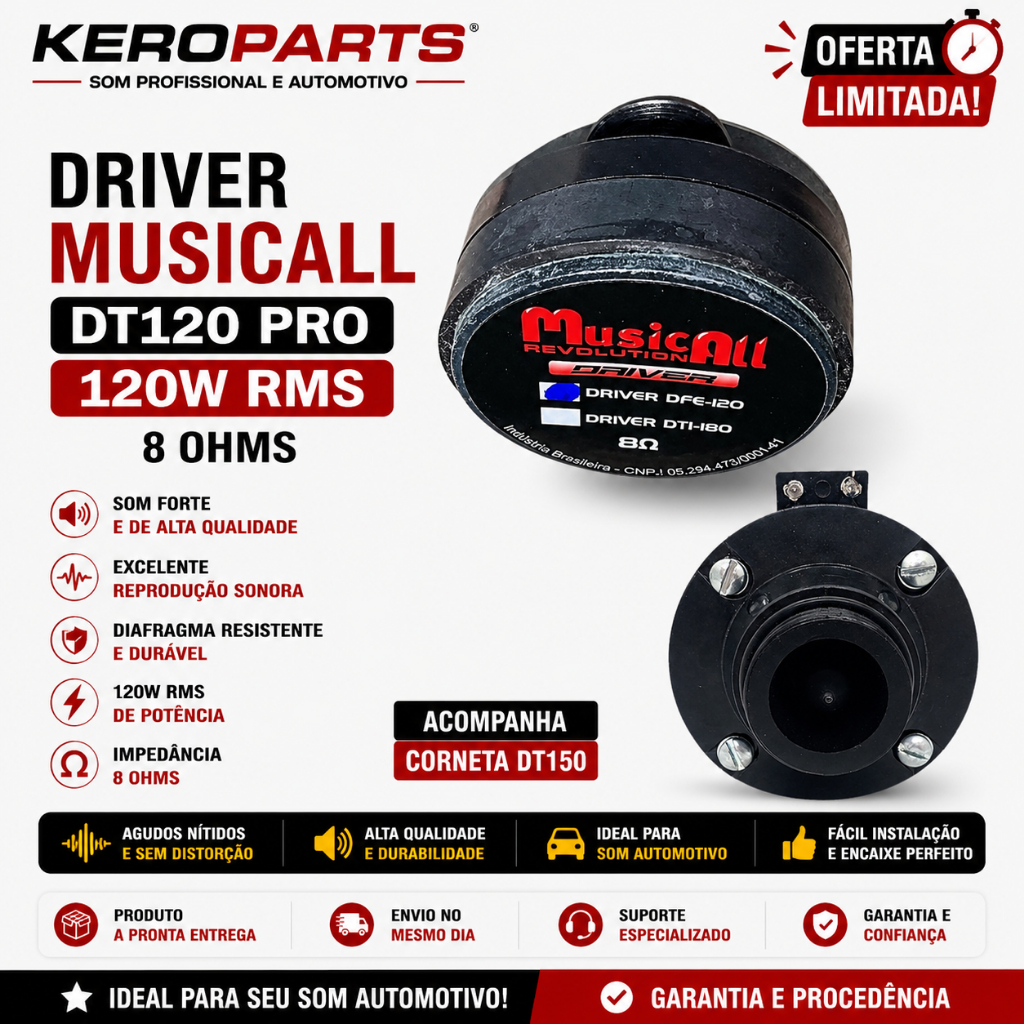 Driver Musicall  Dt120 Pro 120w Rms Corneta Dt150 8ohms