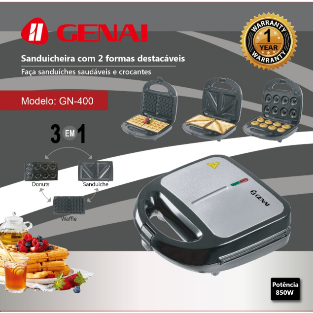 3 Em 1 Portátil Sanduicheiras Waffle Donuts Fast Antiaderente 110V 850W