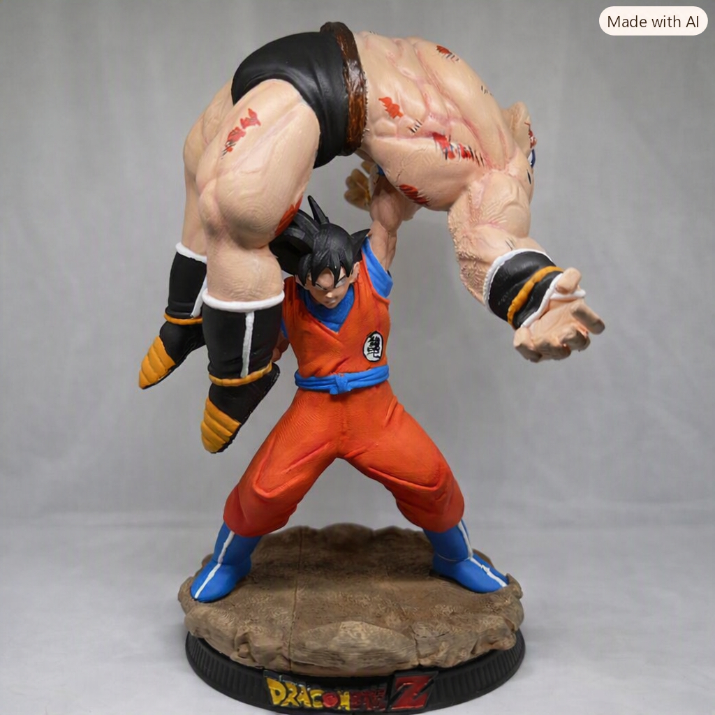 Action Figure Goku vs Nappa Dragon Ball Z 30cm | Pintado à Mão | Estátua Colecionável