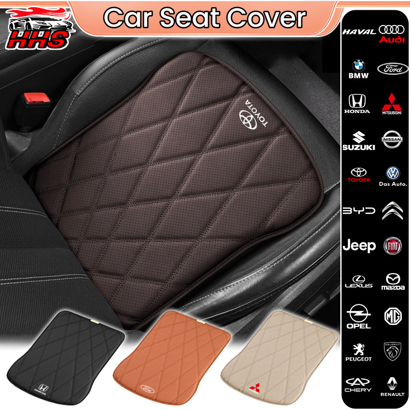 【HHS】Almofada De Assento De Carro Em Couro Nappa Macio Antiderrapante Respirável Universal Capa Acessórios