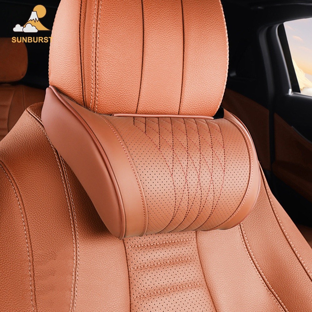 [Sunburst1 . br] Almofada Ergonômica Para Pescoço De Carro , Espuma Viscoelástica , Couro Nappa , Encosto De Cabeça