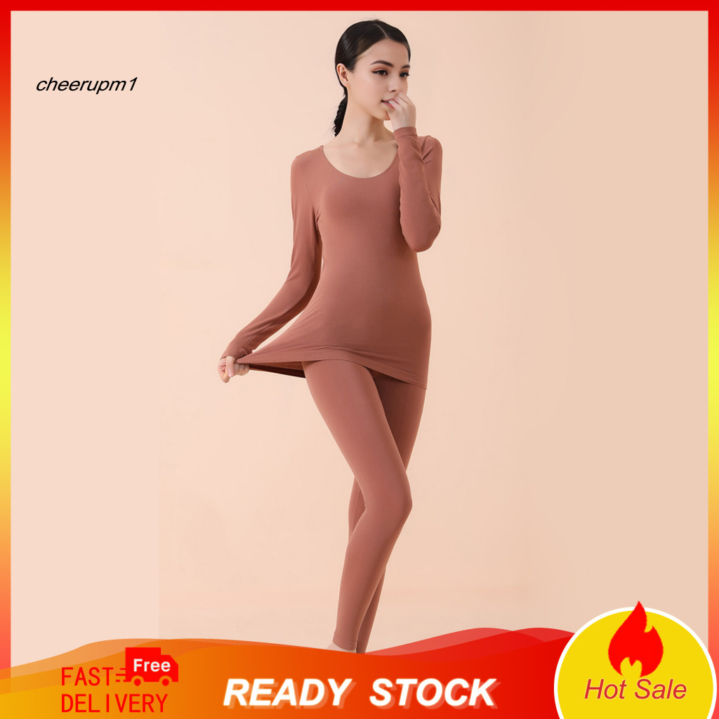 Women Thermal Underwear Set Viscose Fibre Wear 2pcs Men Long Sleeve Top Warm Bottoms Winter Sleepwear Soft Base Layer fo