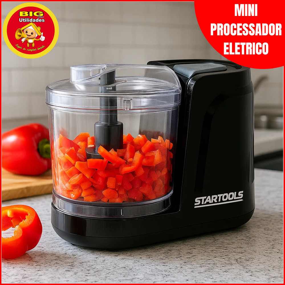 Mini Processador Elétrico Triturador 200W 220V 350ML Turbo Inmetro Compacto Startools Seguro