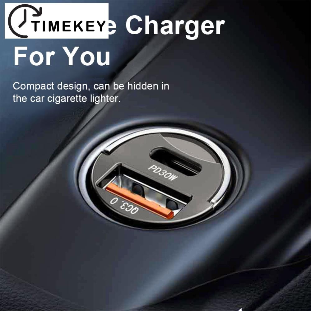 TKEY 200W Mini Carro Porta Dupla Carregador Usb Tomada De Carregamento Rápido 100w PD Tipo C Portas Duplas De Metal Invisível G4Y9