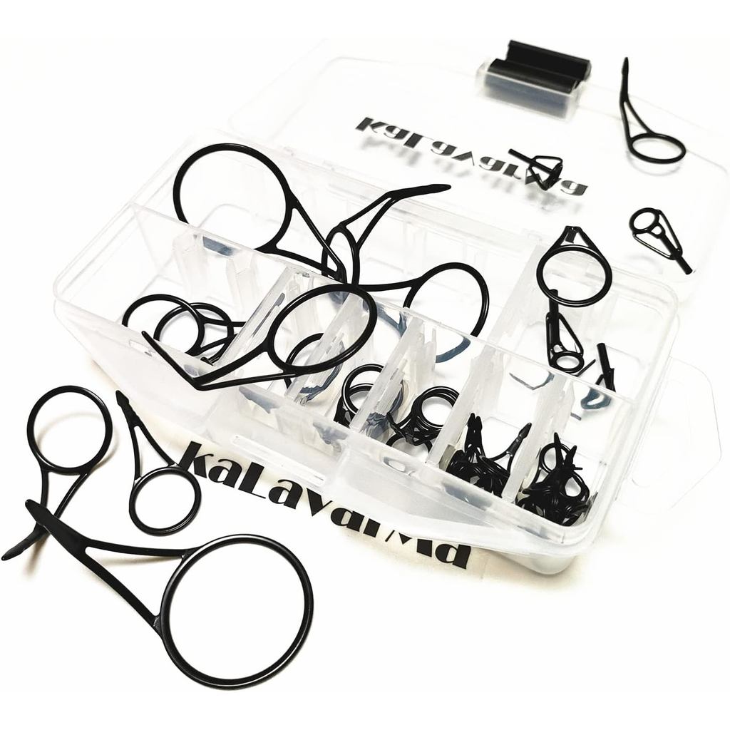 Kalavarma Fishing Rod Repair Kit 40 Pcs for Spinning and Casting Rod Guides,Set Mixed Size Single Leg Stainless Steel,on