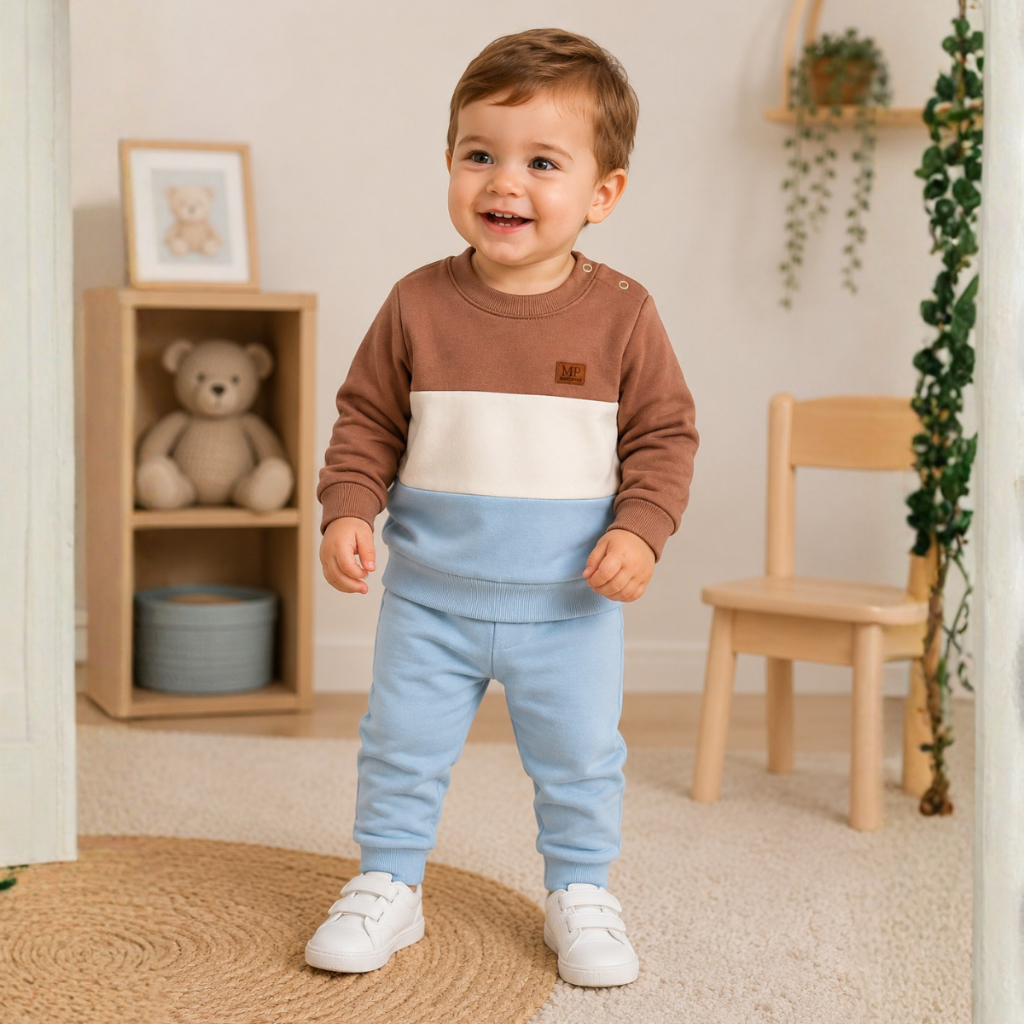 Conjunto Infantil Moletom Recortes Color Block Menino Inverno Premium