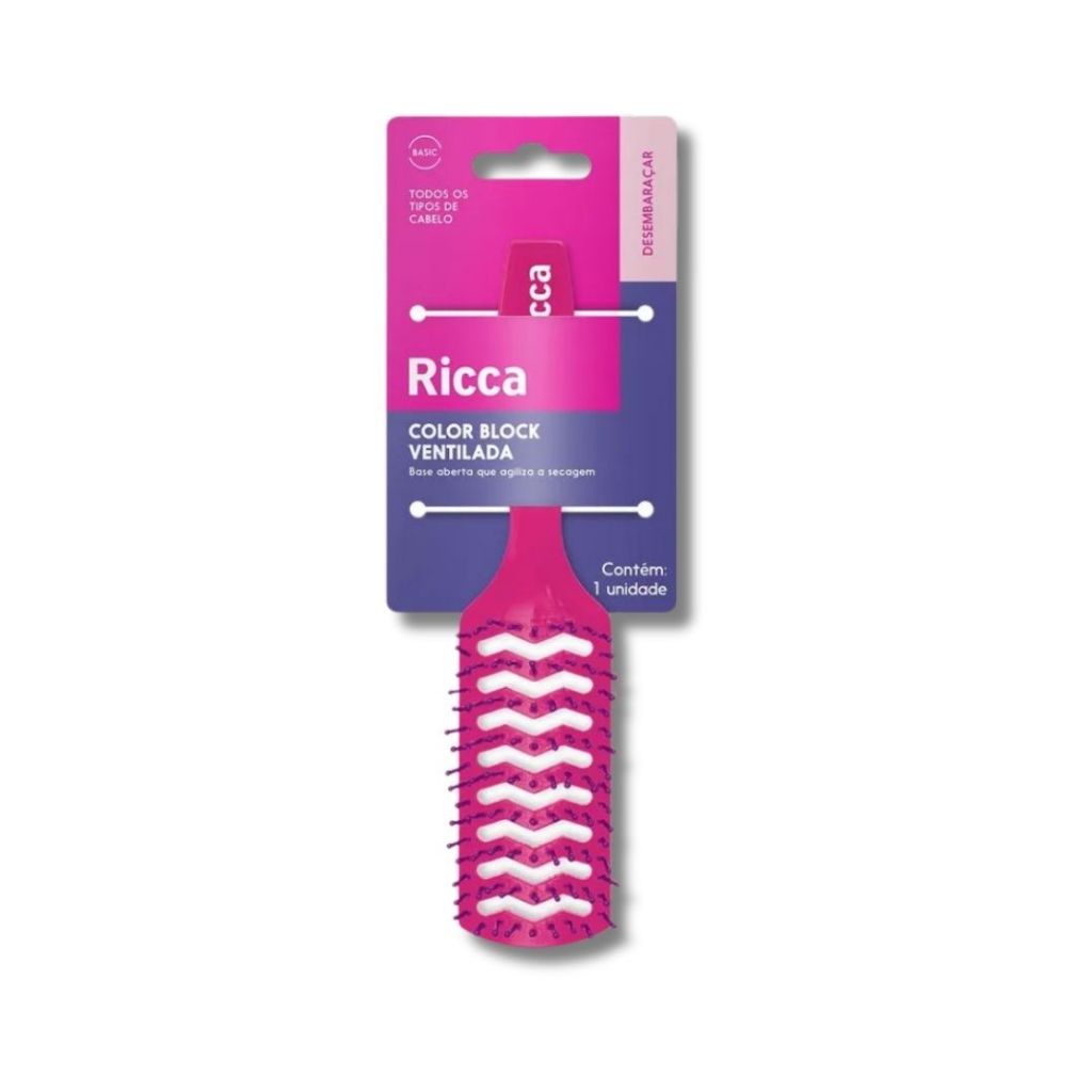 Escova De Cabelo Ricca Color Block Ventilada 243