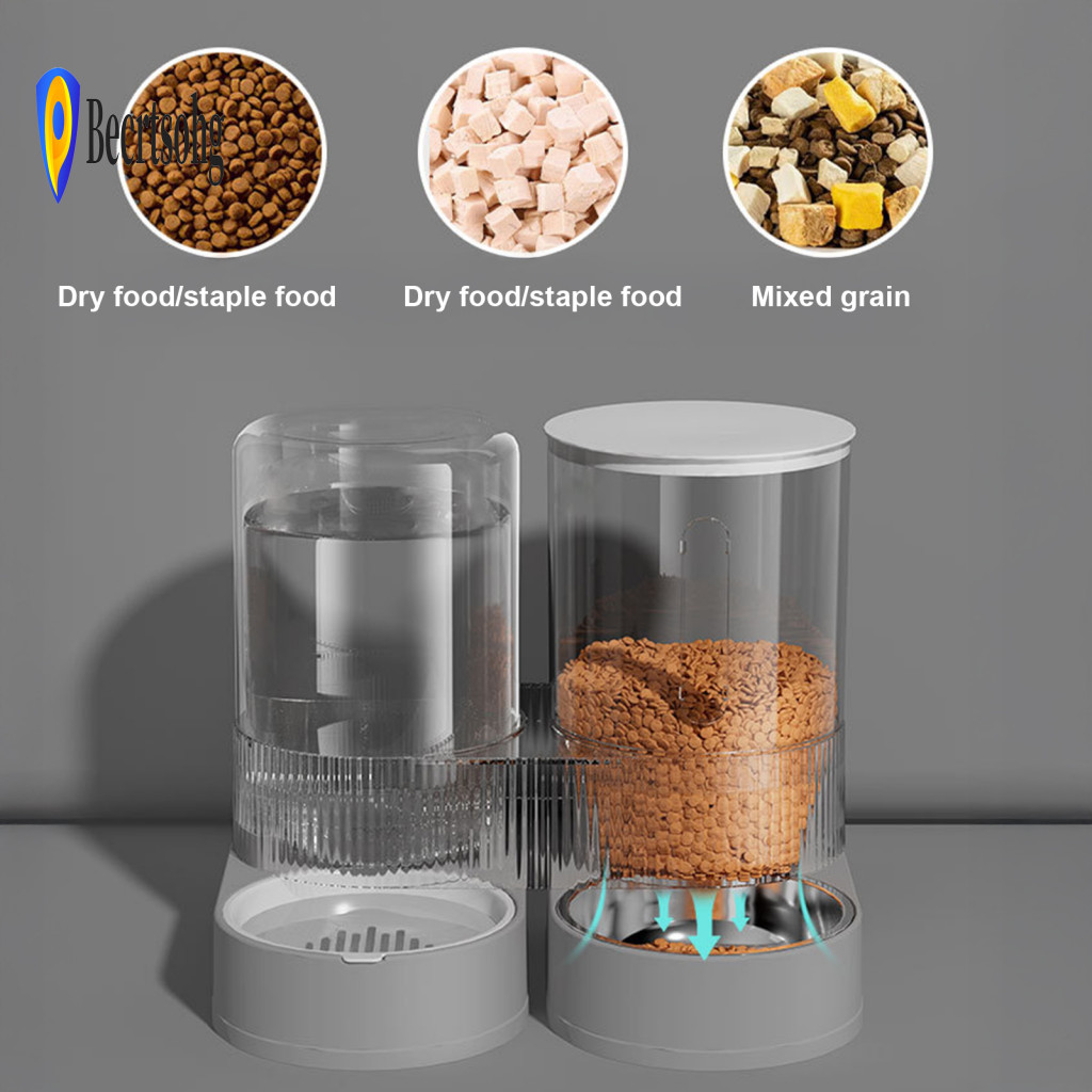 Easy Clean Pet Dispenser Filling Ports Feeder Automatic 2.4l Food 2.6l Water Bowl for Small Dogs Cats Rabbits – Travel