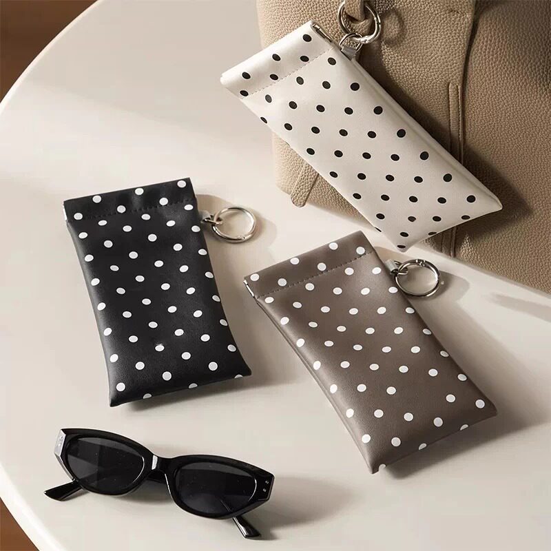 Bolsa de armazenamento de óculos de sol de viagem moda bolinhas portátil saco organizador de óculos fechamento automátic