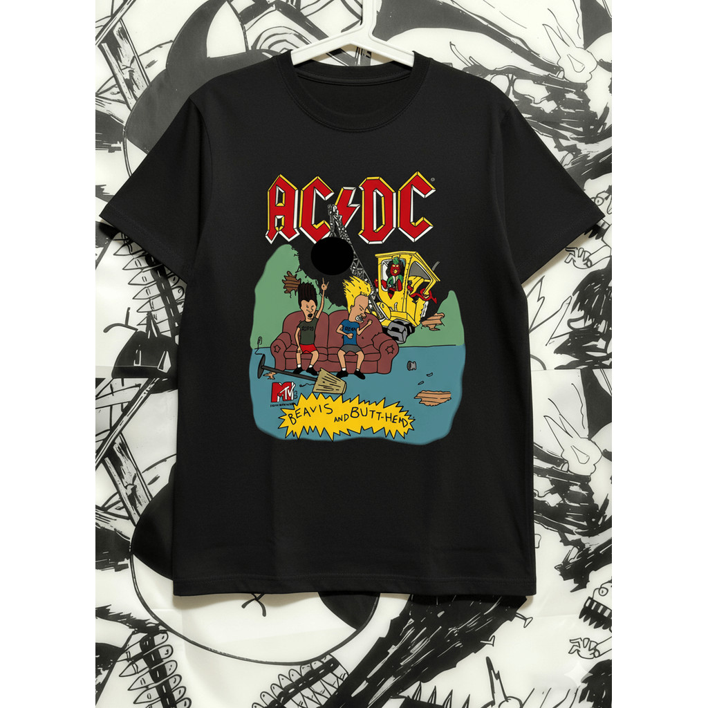 Music.Soul Camiseta Unissex ACDC Beavis Butt-Head Rock Única 100% algodão
