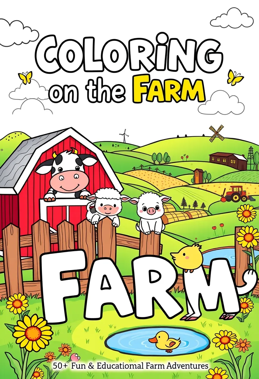 50 drawings to color, farm animals