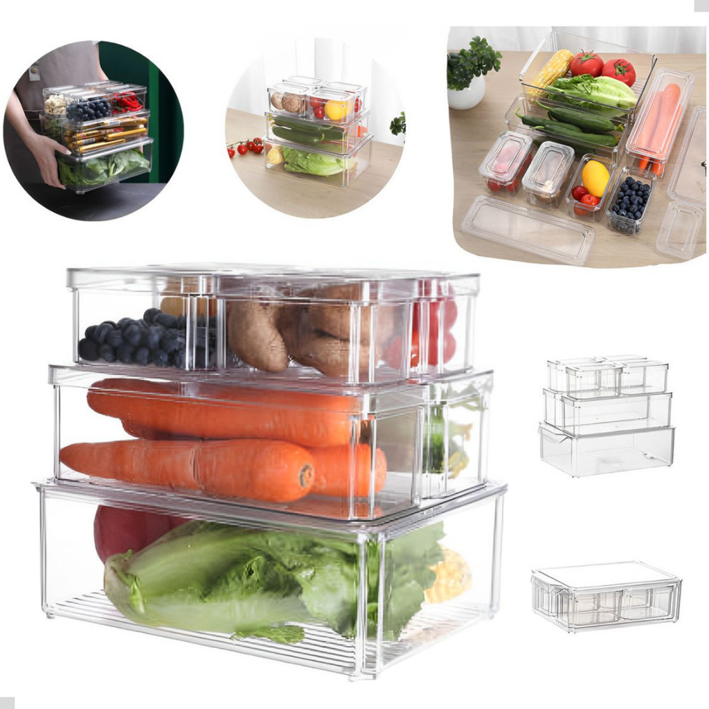 Kit 7 Organizadores De Alimentos Potes Acrílico Transparente Organiser