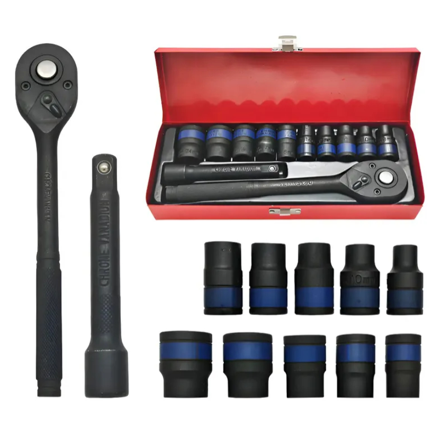 Kit Chaves Soquetes De Impacto 1/2 Oficina Automotiva 12 Peças