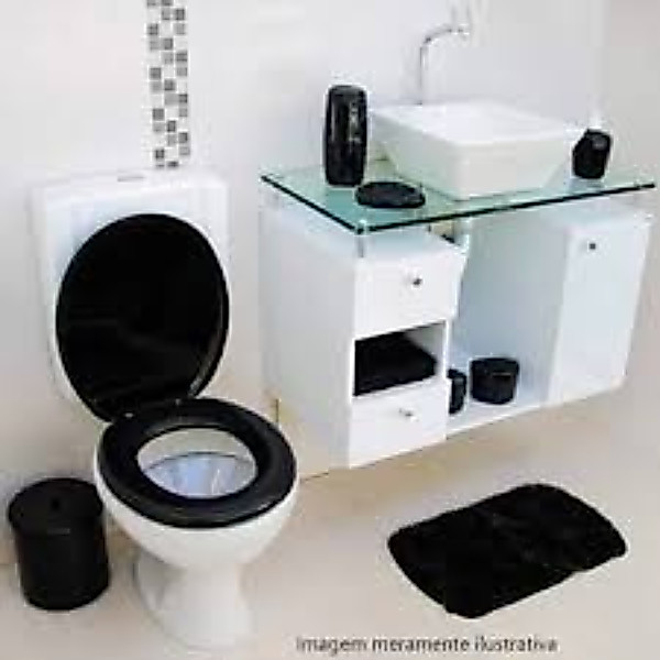 Assento Sanitário Preto Encaixe Universal Tampa Vaso Plástico Resistente Anti bacterias