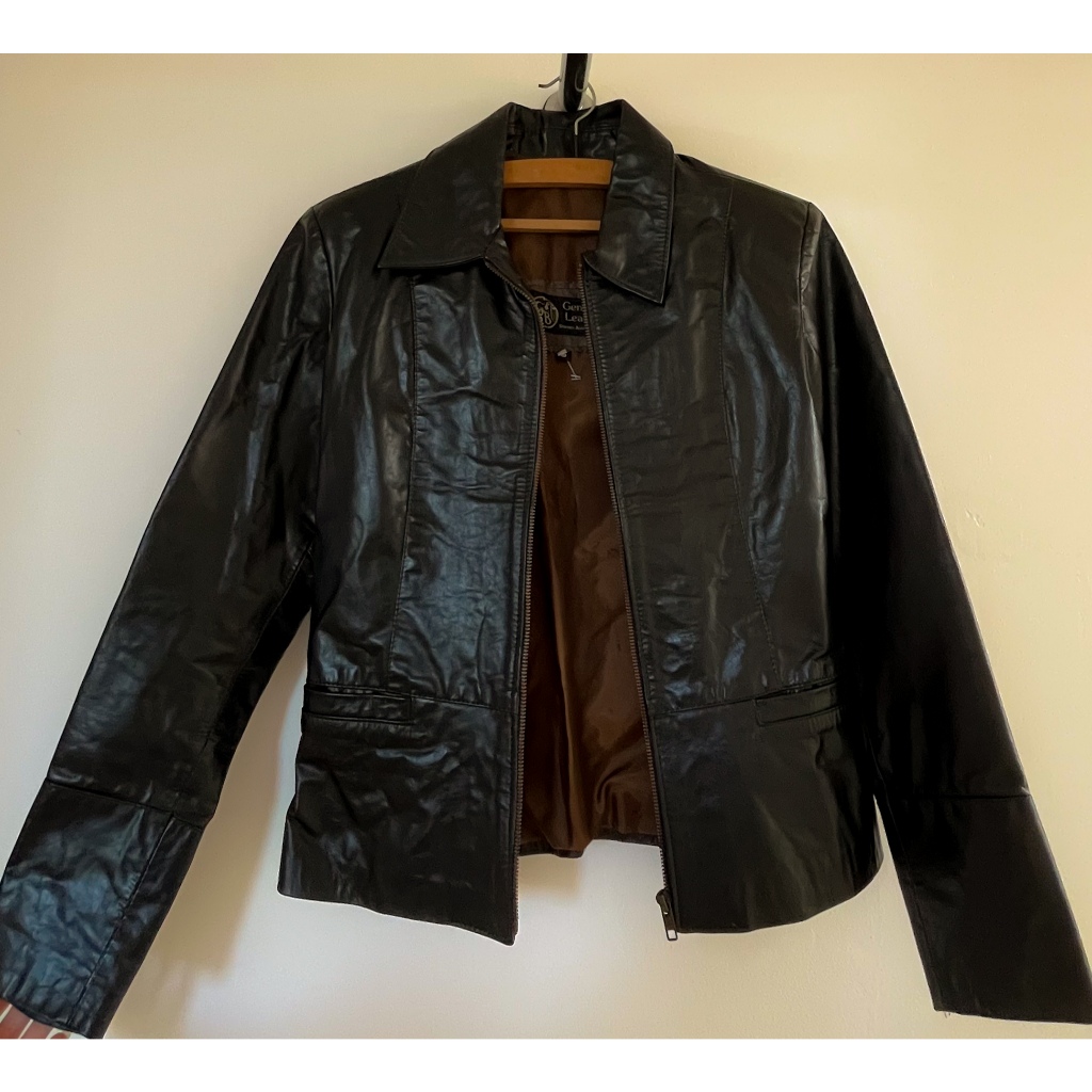 Jaqueta Feminina Couro Legítimo Preta Genuine Leather Importada Argentina Excelente Estado
