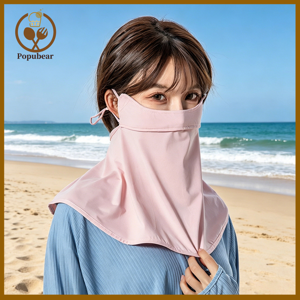 Stretchy Sun Protection Cover Face Guard Ice Silk Sunscreen with Ear Loop – Full Neck Uv Mask for Outdoor