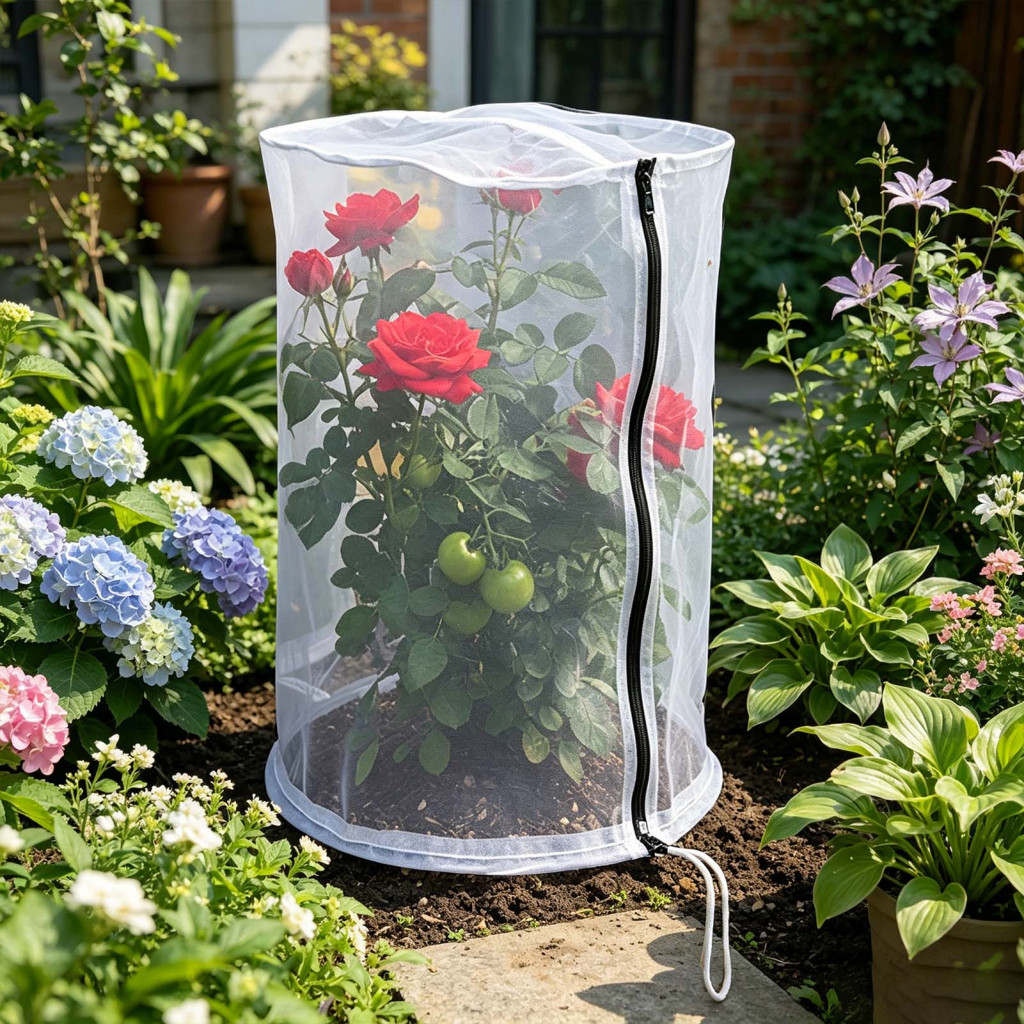 Patio Pot Protector Plant Protection Cover Bird-proof Mesh with Zipper Drawstring – Tear-resistant Garden for Outdoor