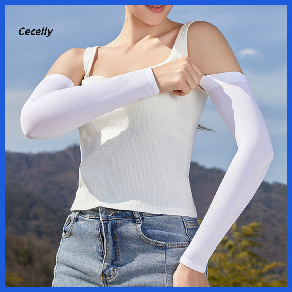 Arm Sleeves Summer 2pcs Ice Silk Uv Protection Breathable Anti-slip Elastic Long Sleeve Covers for Men Women Outdoor Cyc